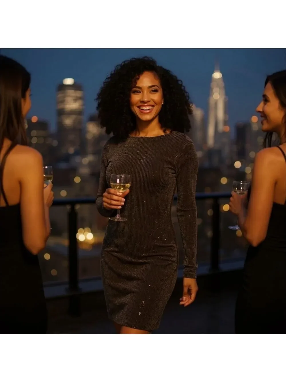 Michael Kors Cowl Back Black Gold Long Sleeve Cocktail Mini Dress 0 X - 10 / 12